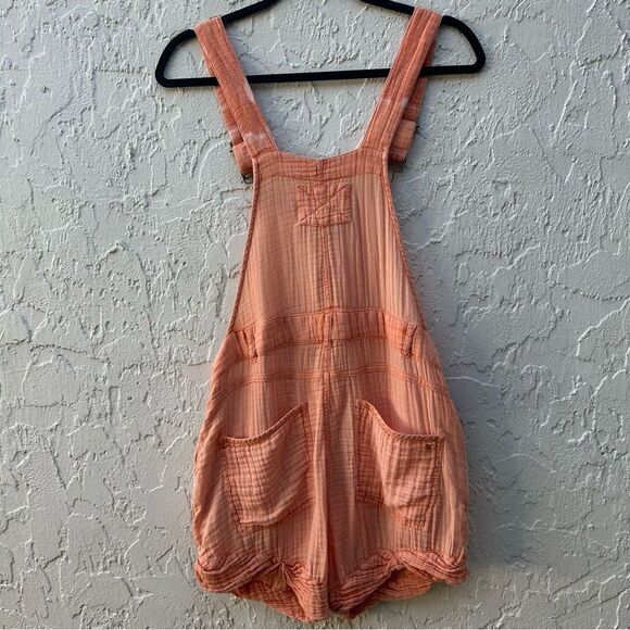 PILCRO Bib Shortalls Women 6 Gauze Peach Anthropologie - Picture 9 of 10